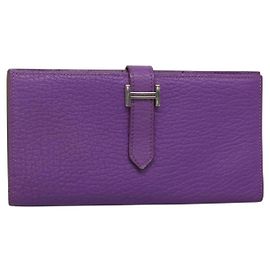 Hermès HERMES Bean Soufflé Geldbörse Lila Auth yk19464V Lila