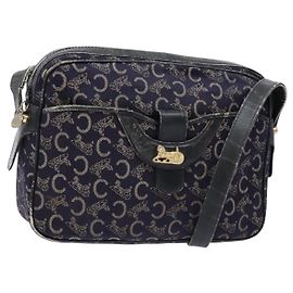 Céline CELINE C Sulky Shoulder Bag Canvas Navy Auth 140236 Navy blue