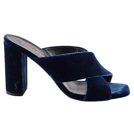 Saint Laurent Mule in velluto blu Blu