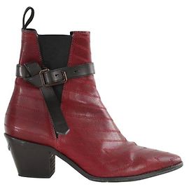 Zadig & Voltaire Red leather western boots Red