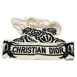 Christian Dior Mexikanischer Blumen Gürtel Schwarz Weiß