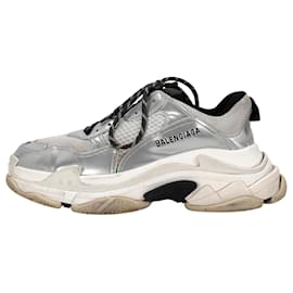 Balenciaga-Tênis Triple S Balenciaga em poliéster prateado-Prata,Metálico