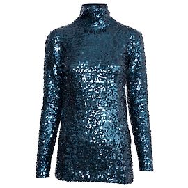 BY MALENE BIRGER Turtleneck Sequin Top Blue Navy blue