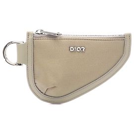 Dior Nylon Leather Saddle Coin Case Wallet Green