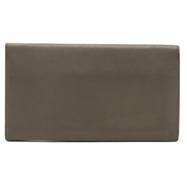 Carteira longa de couro e seda Twill Citizen da Hermès Cinza