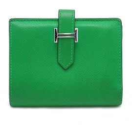 Carteira Compacta Mini Bearn em Couro Hermès Verde