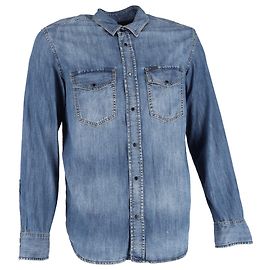 Camisa de botones Diesel en denim de algodón azul Azul Azul claro