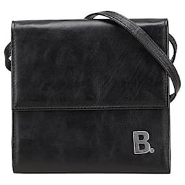 Balenciaga-Carteira de couro trifold B Logo da Balenciaga-Preto
