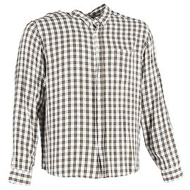 Camicia button-down Ami a stampa check in cotone marrone e bianco Marrone