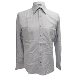 Gucci-Gucci Long Sleeve Button Down Shirt in Grey Cotton	-Grey