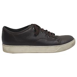 Baskets Basses Lanvin en Cuir Marron Marron Rouge