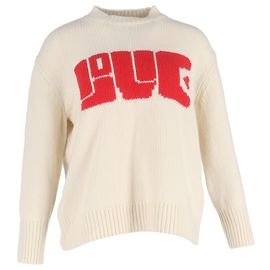 Sandro Jacquard-Pullover aus cremefarbener Wolle Weiß Roh