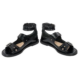Christian Dior Perforierte Leder Teddy D Schnallen-Sandalen Schwarz