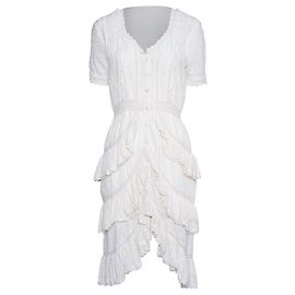 LoveShackFancy Vestido com Renda em V LOVE SHACK FANCY Branco