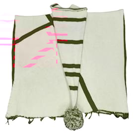 Loewe-Poncho de tricô bordado em lã Loewe-Branco