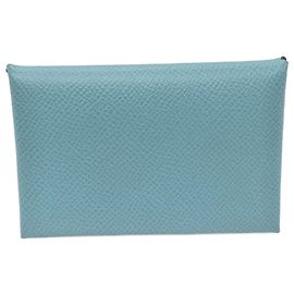 Hermès Hermes Calvi Epsom Card Case Blue