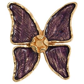 Spilla Farfalla Vintage Saint Laurent in Ottone Viola D'oro Metallico