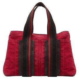 Hermès Hermes Troca Horizontal MM Canvas Tote Bag Red
