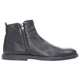 ANN DEMEULEMEESTER black leather double zip flat ankle boots EU40.5 Black