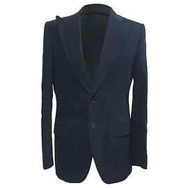 Blazer de un solo botón con bolsillos en algodón azul marino de Dolce & Gabbana Azul Azul marino