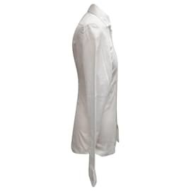 Ermenegildo Zegna-Ermenegildo Zegna Button-Down Long Sleeve Shirt with Chest Pocket in White Cotton-White,Cream