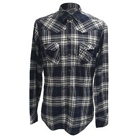Dolce & Gabbana Gold Checked Button-Down Langarmhemd aus navyblauer Baumwolle Blau Marineblau