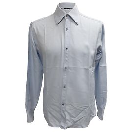 Camicia a maniche lunghe a righe Gucci in cotone azzurro Blu Blu chiaro