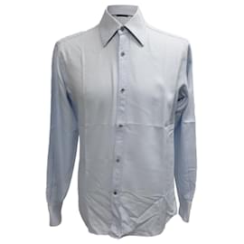 Gucci-Gucci Long Sleeve Striped Button Down Shirt in Light Blue Cotton-Blue,Light blue