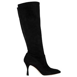 Manolo Blahnik Pamfilo 90 Knee Boots in Black Suede Black