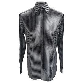 Camicia a maniche lunghe a righe bicolore Gucci in cotone grigio Grigio