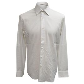 Camicia a maniche lunghe con bottoni Prada in cotone bianco Bianco