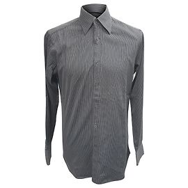 Camicia a righe con bottoni a maniche lunghe Gucci in cotone grigio Grigio