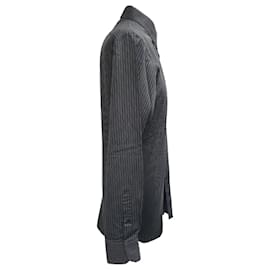 Gucci-Gucci Long Sleeve Striped Button Down Shirt in Grey Cotton-Grey