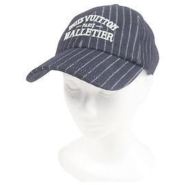 Gorra de béisbol de mezclilla a rayas de algodón Louis Vuitton Azul