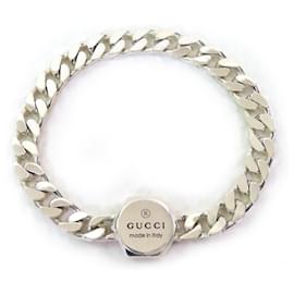 Gucci-Gucci Trademark Bure Rubbed T logo bangle Silver Bracelet-Silvery,Metallic