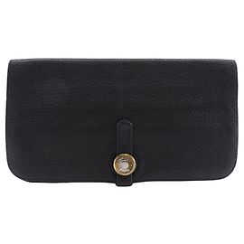 Hermès Hermes Dogon Long Taurillon Clemence Long Wallet Black