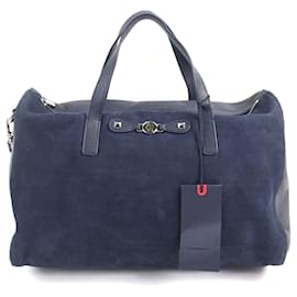 Armani-Armani Jeans Boston Bag Leather 2way Bag-Blue