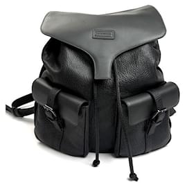 Armani-Emporio Armani Official Name Leather Backpack-Grey