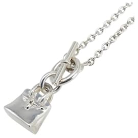 Hermès Hermes Birkin Amulette SV925 Necklace Silvery Metallic