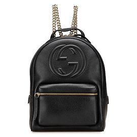 Gucci Soho Interlocking G Leder Rucksack Schwarz