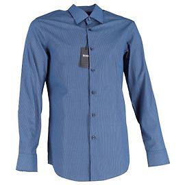Camicia a maniche lunghe con motivo in cotone blu di Boss by Hugo Boss Blu