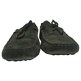Tod's-Tod's Gommino Loafers in Green Suede-Green,Olive green