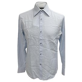 Camicia a maniche lunghe con bottoni Gucci in cotone azzurro Blu Blu chiaro