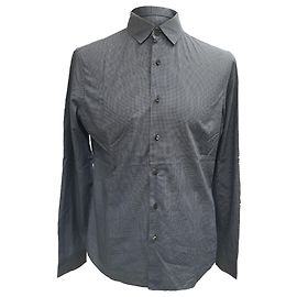 Prada Patterned Button-Down Long Sleeve Shirt in Navy Blue Cotton Blue Navy blue