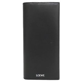 Loewe 2 Fold Long Wallet Leather Wallet Black