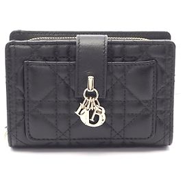 Dior Mon Portefeuille en Cuir Dittany Noir Noir