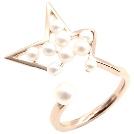 Tasaki Abstract Star Perlenring K18PG Roségold Weiß