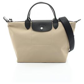 Sac à main 2 en 1 en toile et cuir Le Pliage Energy de Longchamp Marron Beige