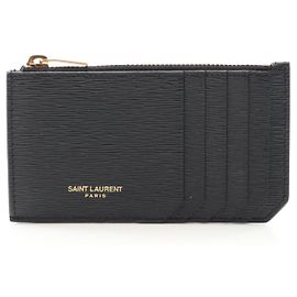 Yves Saint Laurent Saint Laurent Paris Fragment Leather Coin Case Black