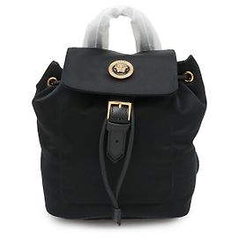 Mochila Mini de Nylon e Couro Versace Preto